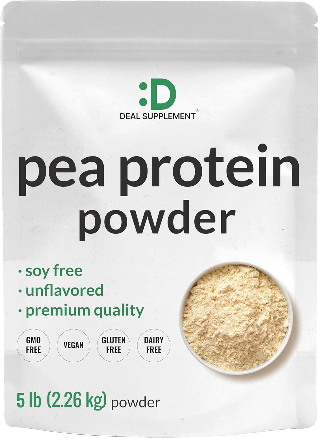 Unflavored Pea Protein Powder, 5lbs – Premium North American Grown Peas – Easily Digested Isolate Form – Great for Shakes, Bars, or Snacks – 27g Protein Serving, Soy Free, Vegan
