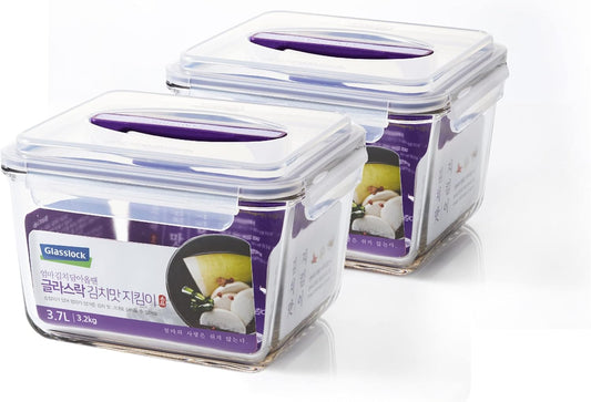 GLASSLOCK 125 Oz Glass Food Storage set of 2 \u2013 Large Capacity, Airtight & Leak-Proof, BPA Free Lid with Carry Handle, Microwave, Dishwasher, Fridge & Freezer Safe, Marinating, Sauce, Fruit Storage
