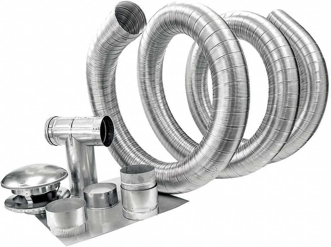 Ameri-Vent Chimney Liner, 5" x 35 ft, Aluminum