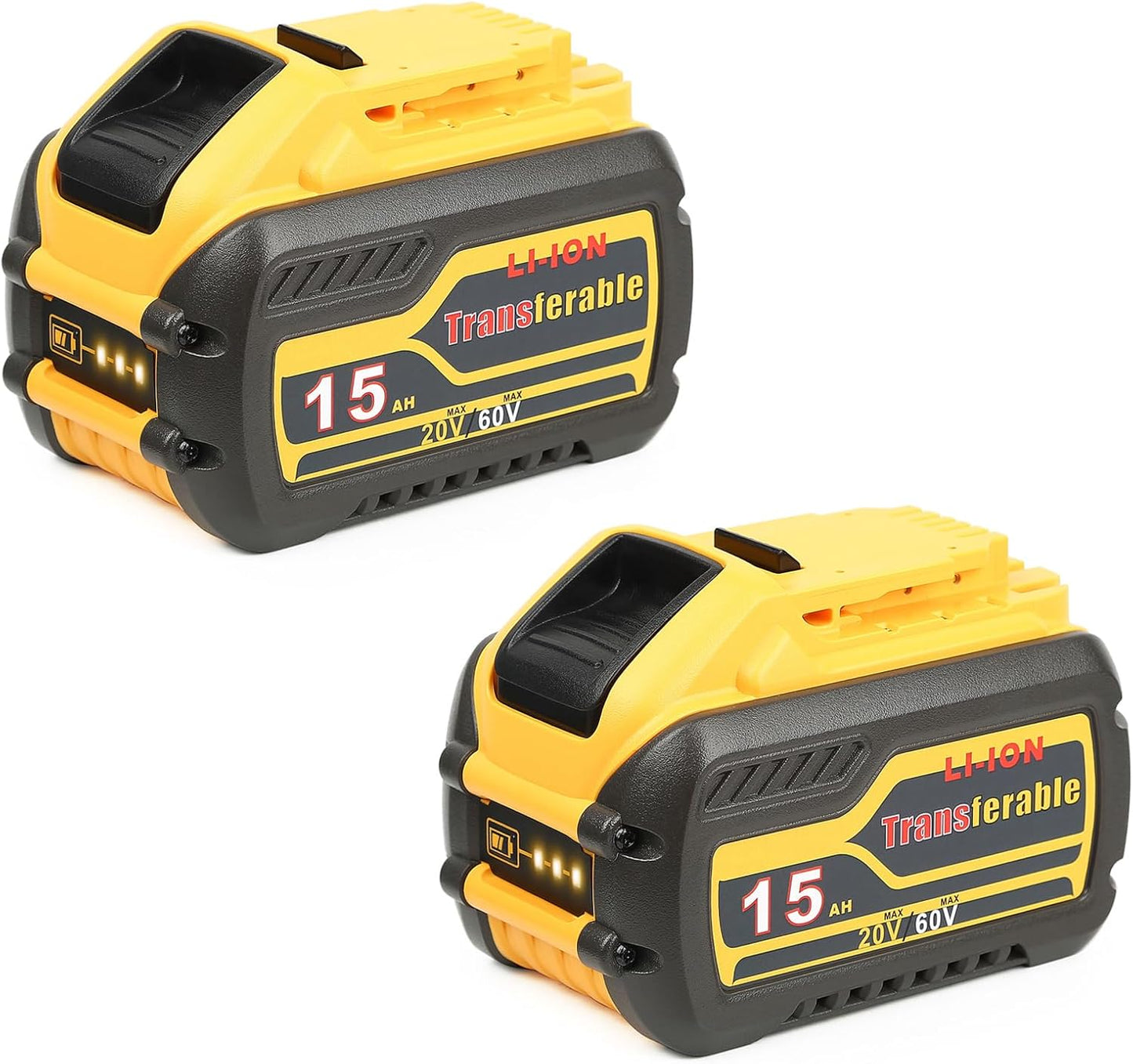 Amityke 15.0Ah 2Pack Replacement 20V\/60V Max Battery, Compatible with 60V FlexVolt Batteries DCB615 DCB612 DCB609 DCB606 & Cordless Power Tools【high-Capacity】