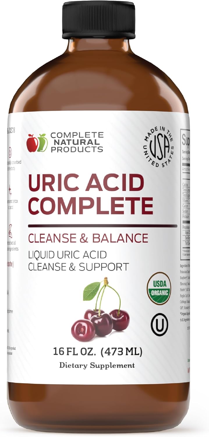 Complete Natural Products Uric Acid Complete - 16oz Liquid Supplement to Support Uric Acid Cleanse, Kidney Health & Circulation with Apple Cider Vinegar, Tart Cherry, & Beet Root.