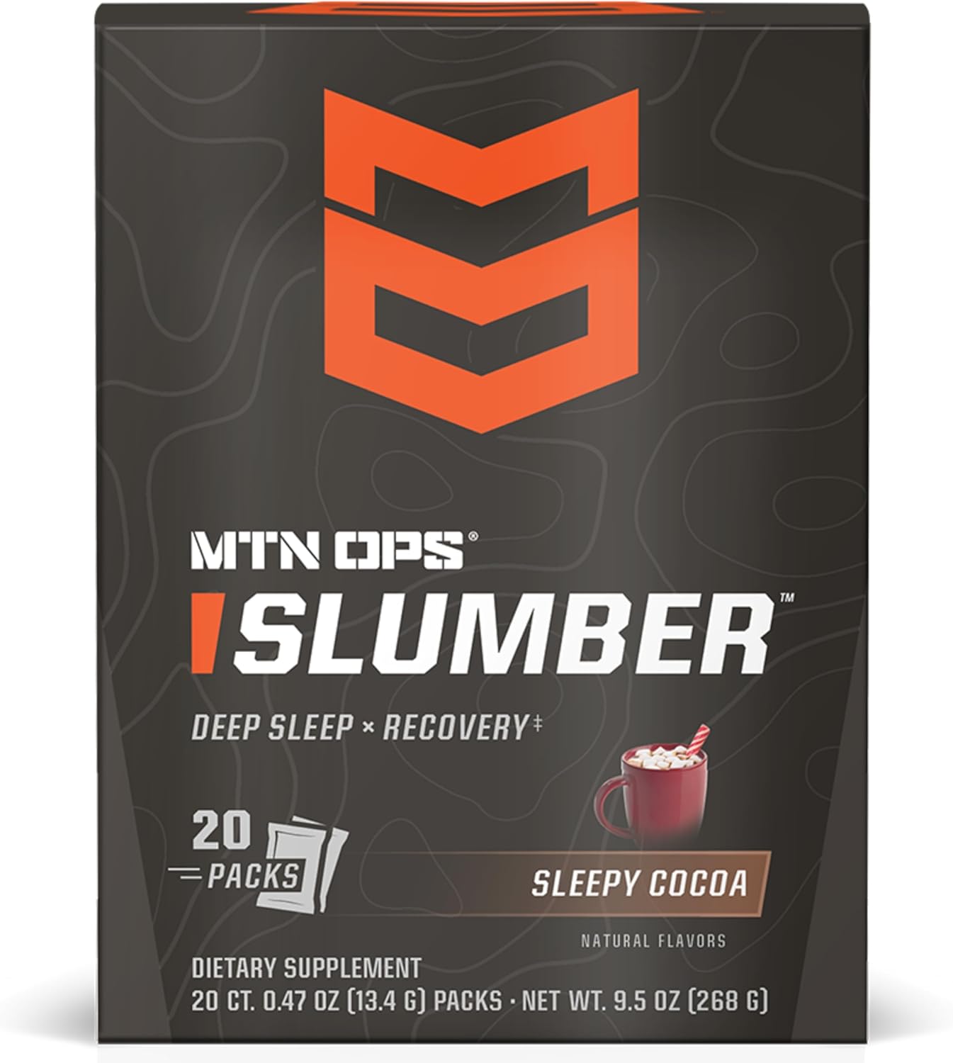 MTN OPS Slumber Trail Packs Sleep Aid for Muscle Recovery & Deep Sleep, Sleepy Cocoa Sleep Support Powder Drink Mix, 20 Servings