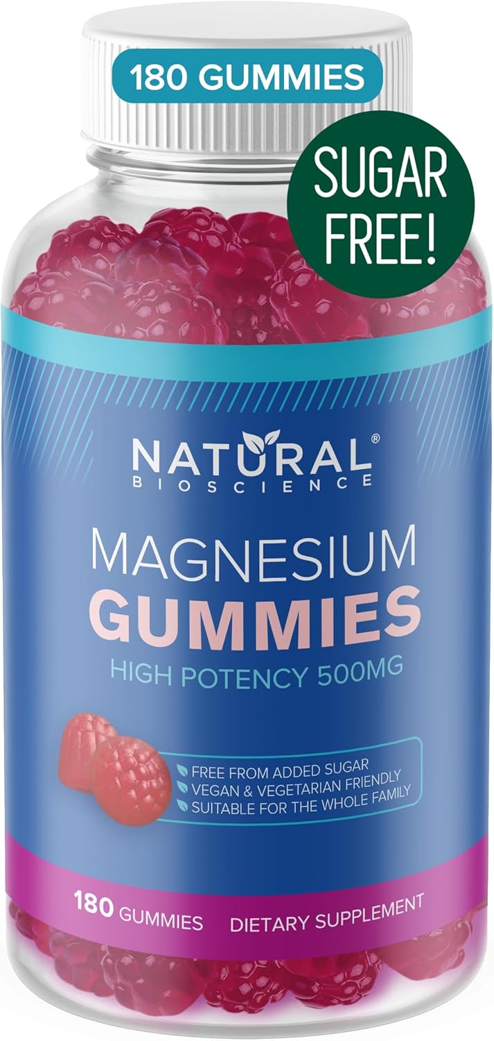 Sugar-Free Magnesium Gummies for Adults - High Potency 500mg Magnesium Supplement, High Absorption Magnesium Citrate Gummies, Vegan Anti-Stress Gummies, Magnesium for Sleep & Relaxation, 180 Gummies