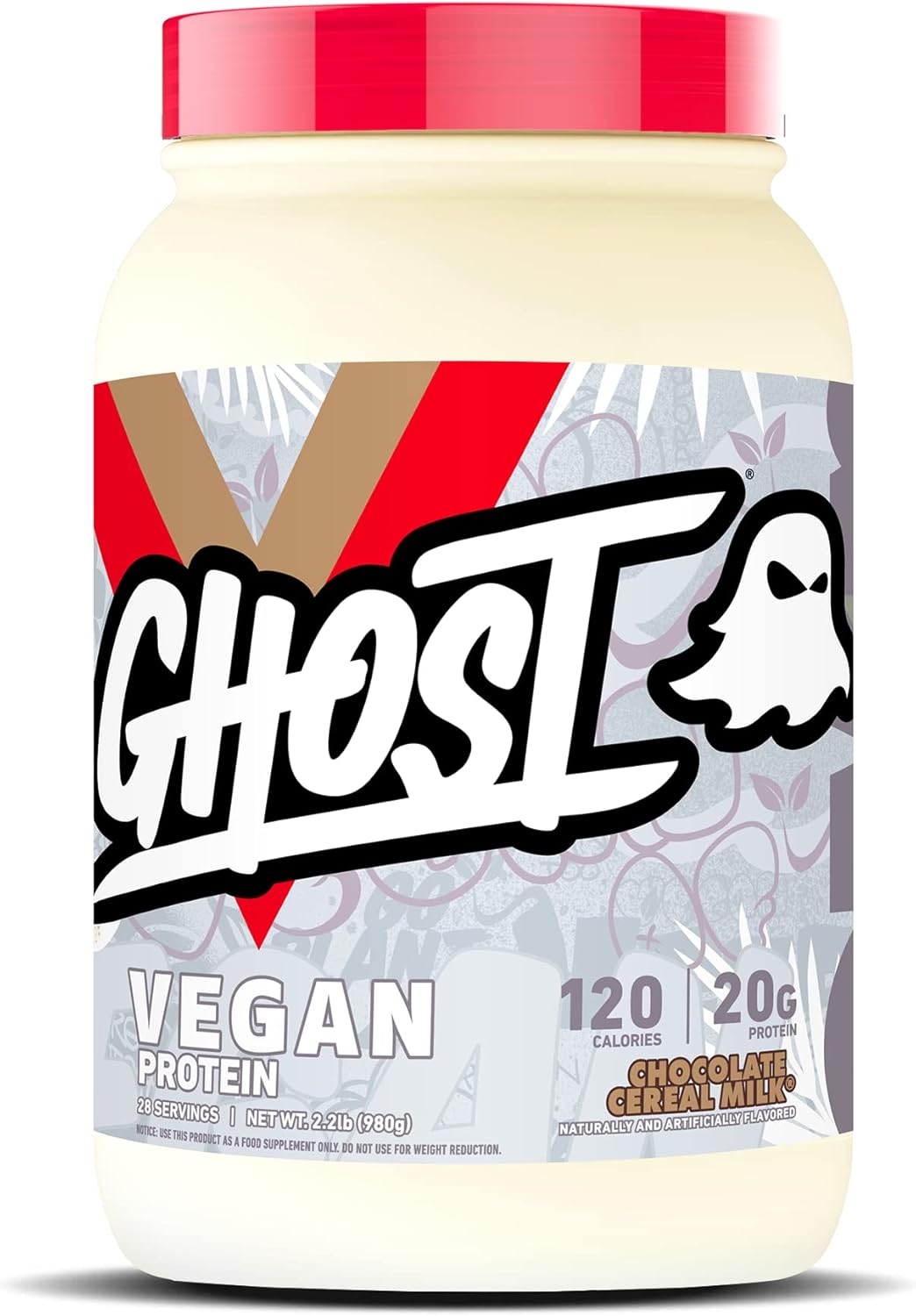 GHOST Vegan Protein Powder, Chocolate Cereal Milk - 2lb, 20g of Protein - Plant-Based Pea & Organic Pumpkin Protein - Post Workout & Nutrition Shakes, Smoothies, & Baking - Soy & Gluten-Free