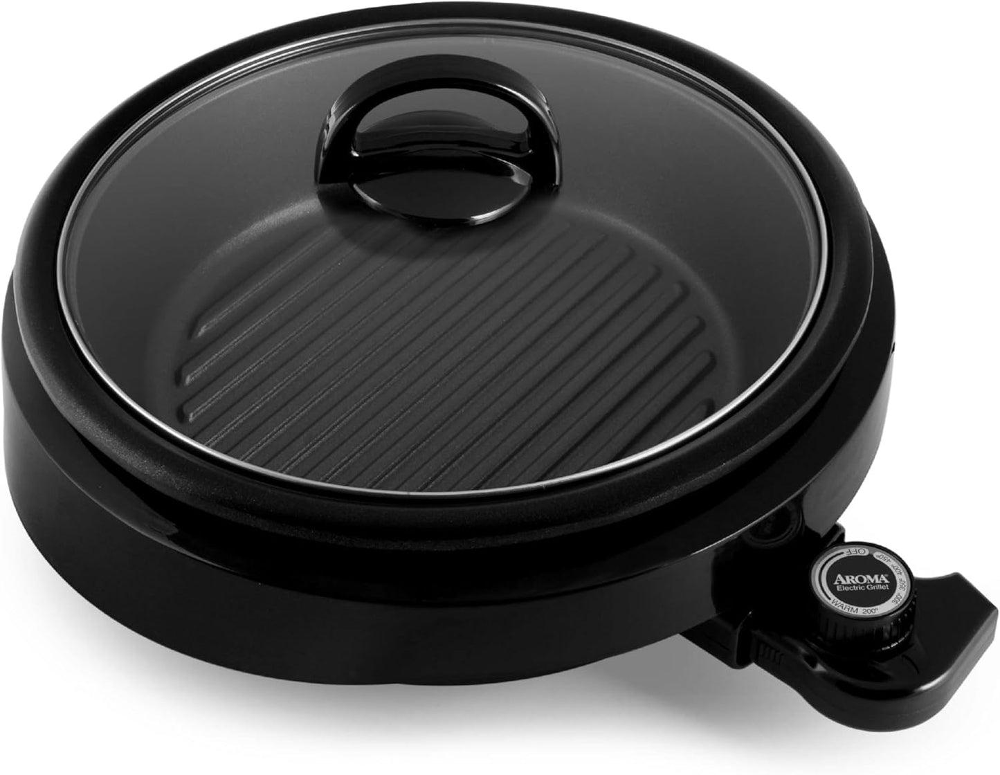 Aroma Housewares ASP-137B 3-Quart\/10-inch 3-in-1 Super Pot with Grill Plate, Black