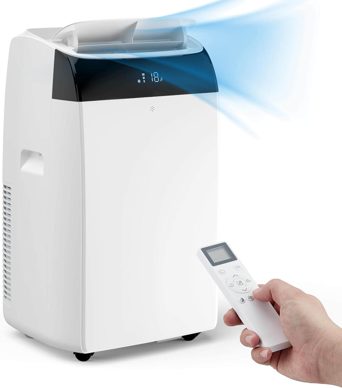 Qeetex 12000Btu Portable Air Conditioner with LCD Display Remote Control Cooling Up to 550 sq/ft 3 in 1 AC Cooling Dehumidifier Fan for Bedroom Office