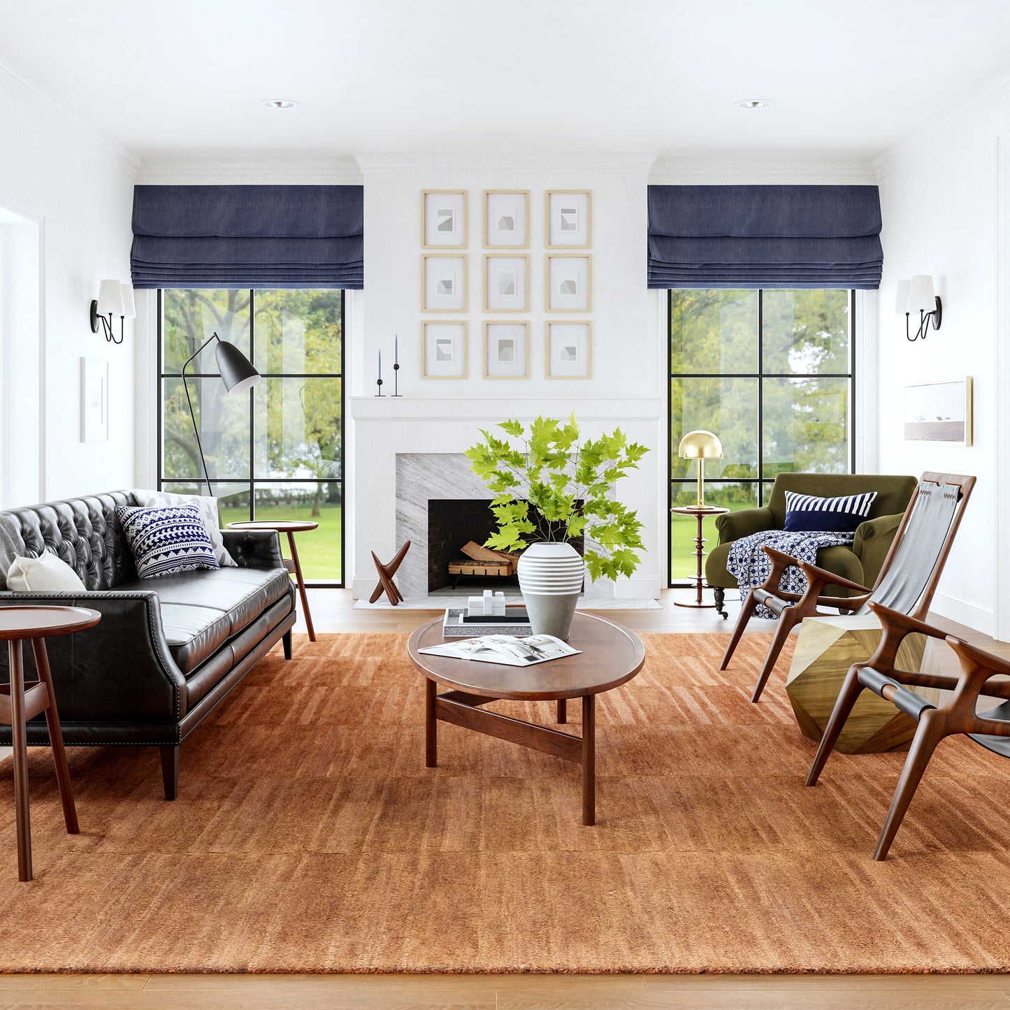 nuLOOM Starke Checked Wool 9ft. x 12ft. Rust Area Rug