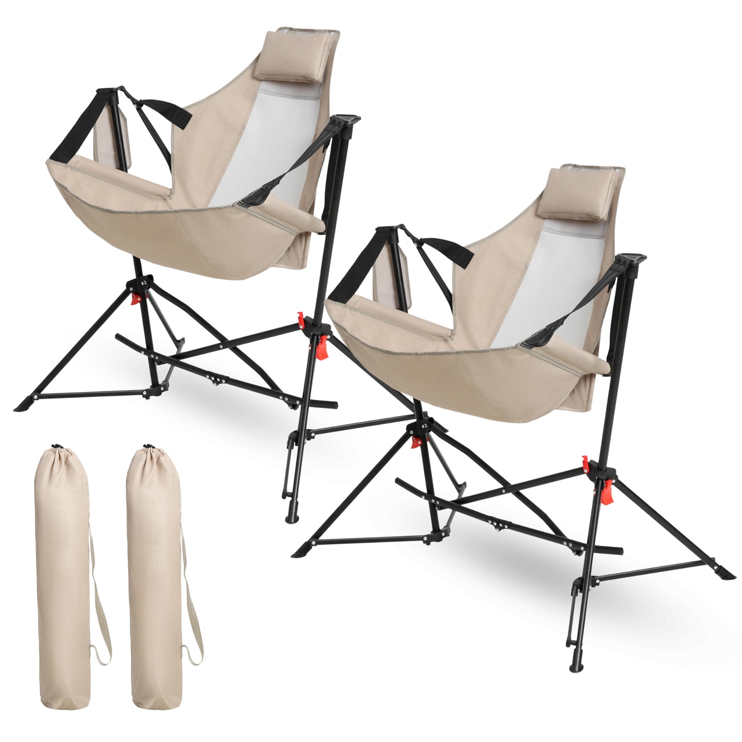 SINOFURN Polyester Khaki Folding Camping chair Carrying Strap/Handle Included
