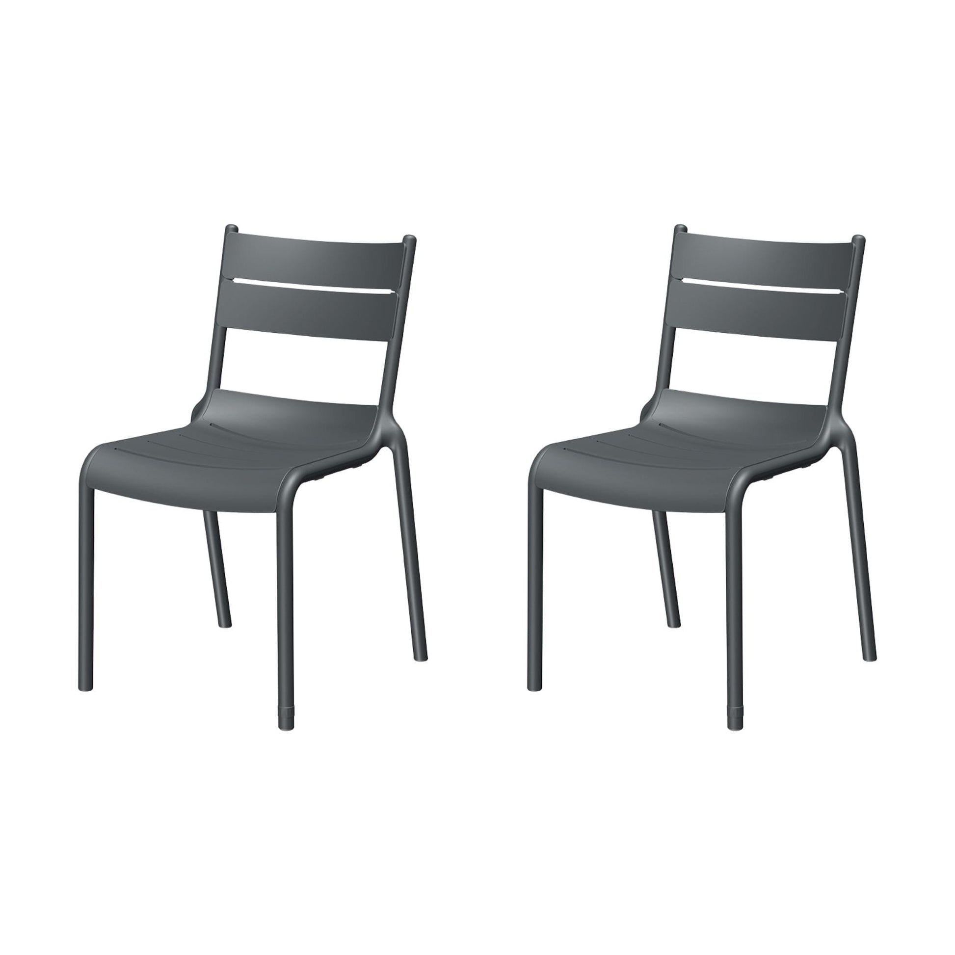 Lagoon Naples Set of 2 Stackable Dark Grey Resin Frame Stationary Dining Chair with Solid Seat