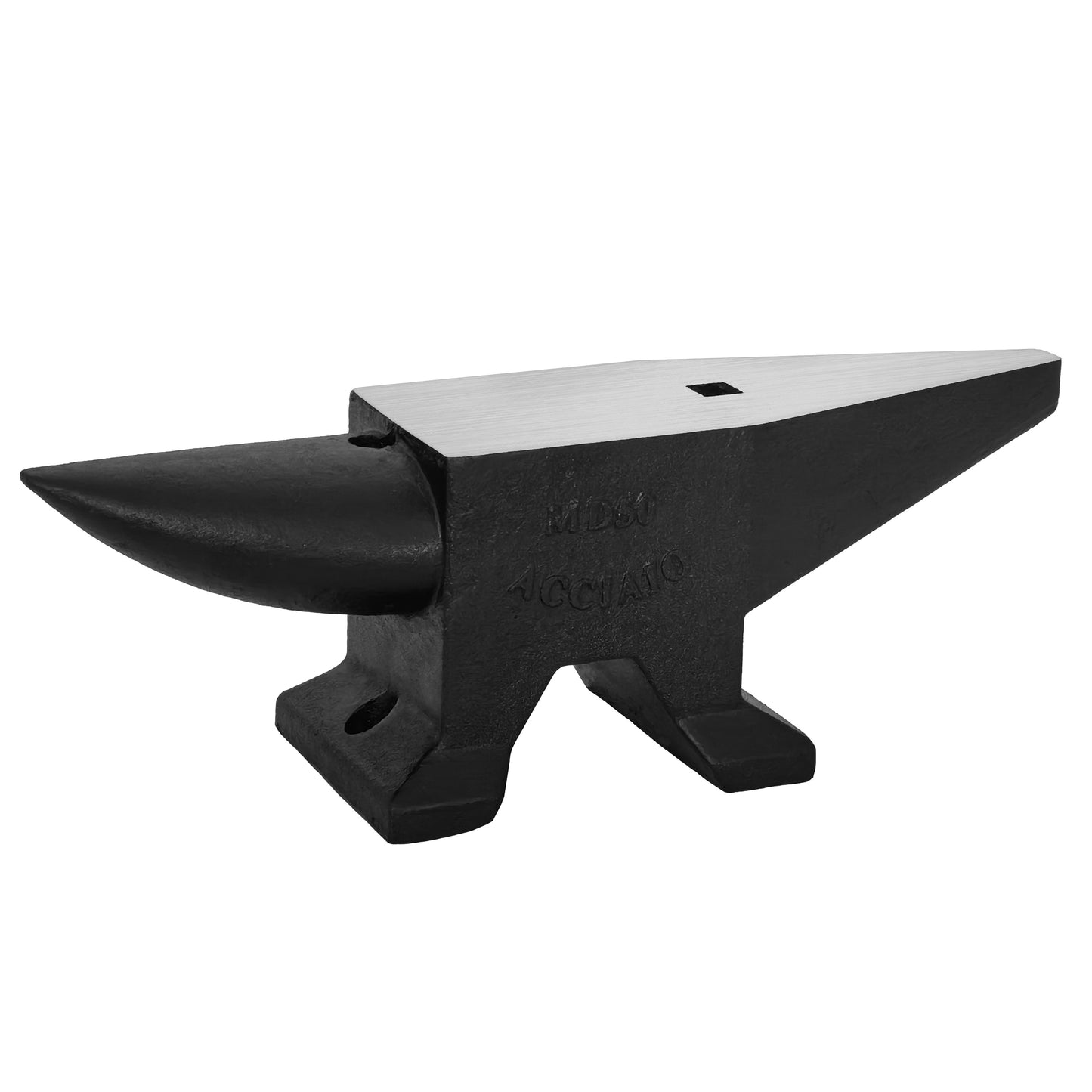 Tatayosi 110 Lbs Cast Steel Anvil High Hardness Rugged Round Horn Anvil Blacksmith Large Countertopand Stable Basewith Roundand Square Hole Metalsmith Toolfor Bendingand Shaping