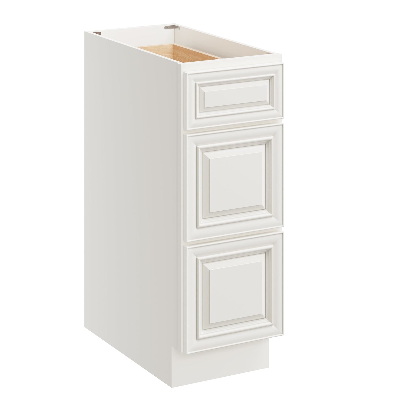 Boyel Living 12 Inch Pearl White Kitchen Base Cabinet with 3 Soft Close Drawers