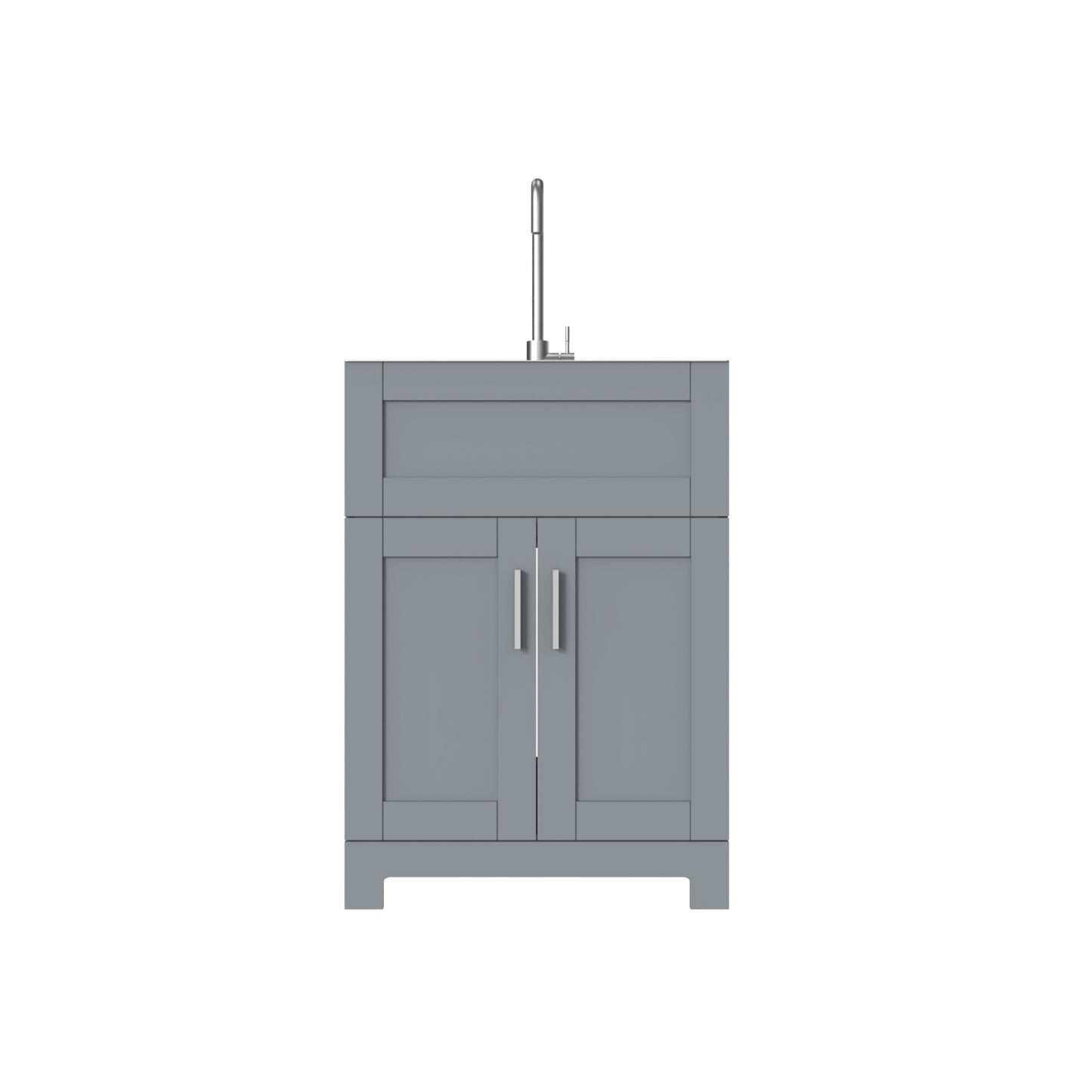Royal Guard 24-in Gray Single Sink Bathroom Vanity with Gray Stainless Steel Top (Faucet Included)