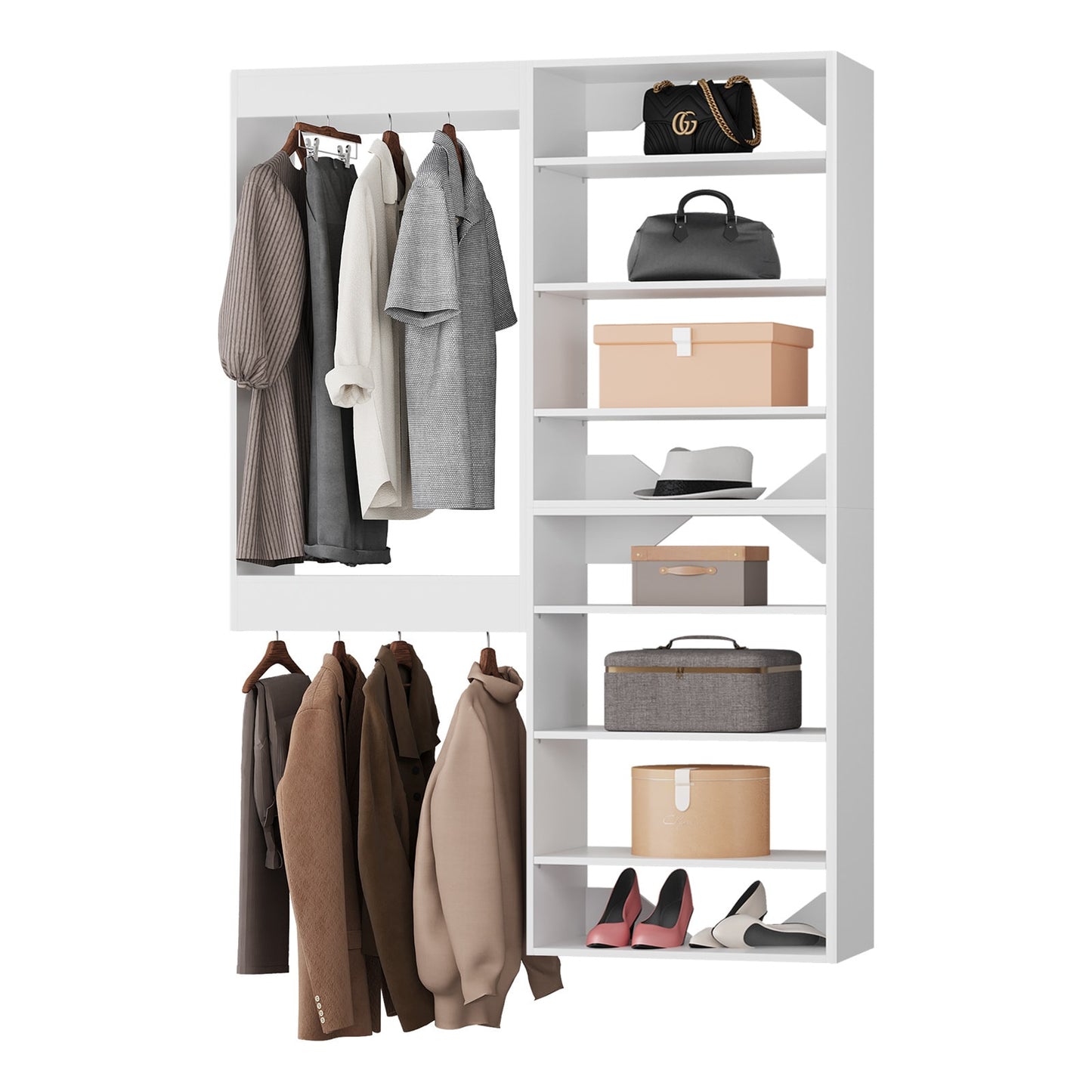 LOVMOR 46 in White Modular Closet System Unit-Customizable Wall Mounted Walk-In Closets for Bedroom or Walk-in Closet
