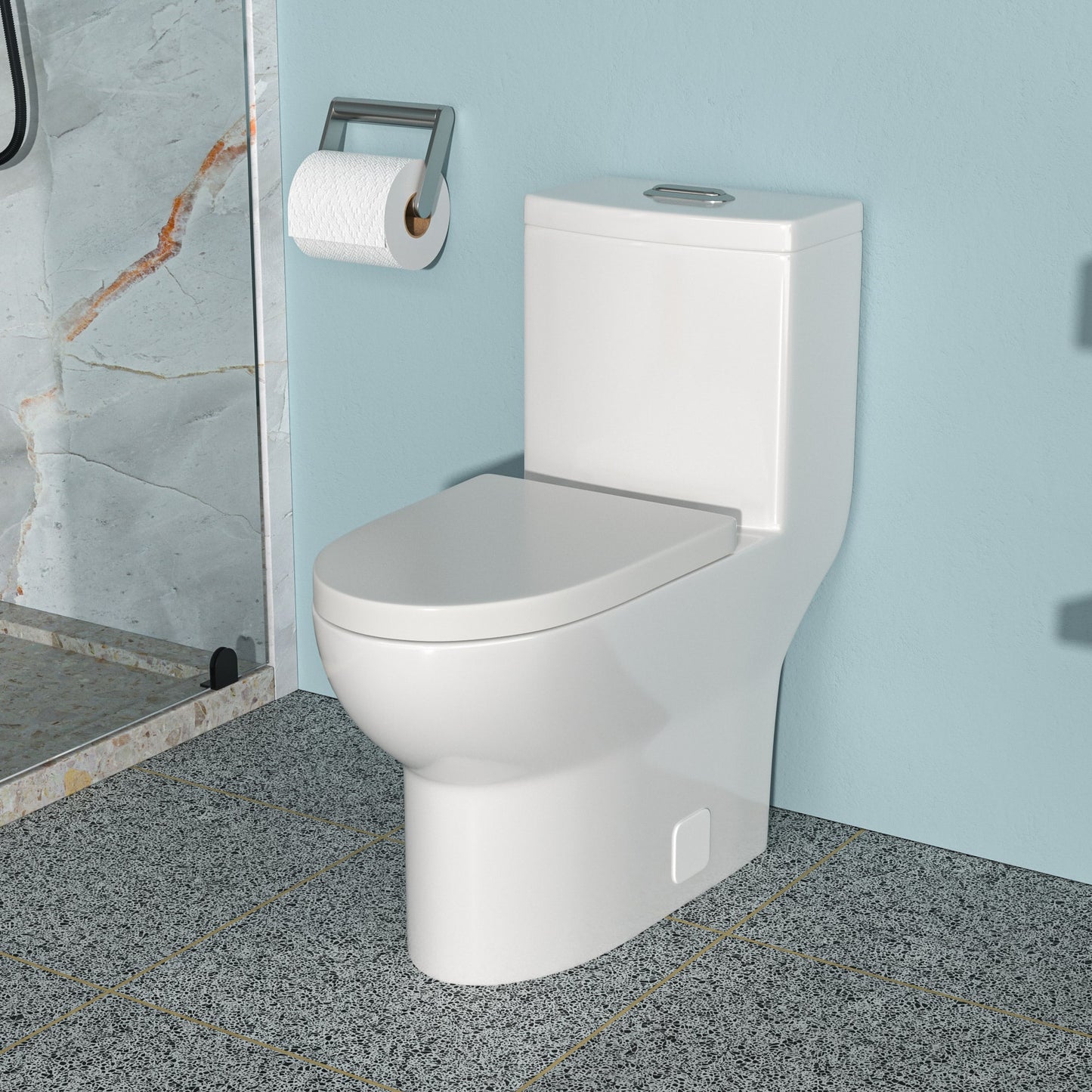 Tatayosi Ceramic One Piece Toilet Dual Flush with Soft Closing Seat