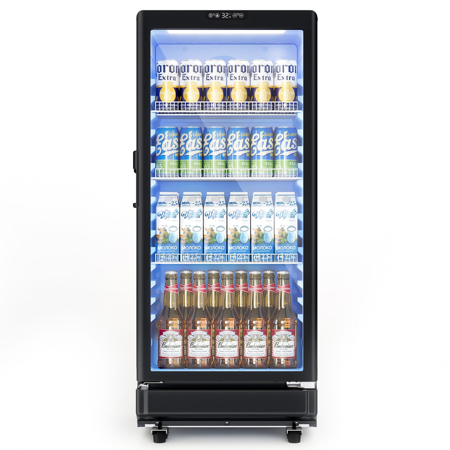 SIMZLIFE 6 Cu.Ft 170L 220 Cans Freestanding/Built-in Beverage Refrigerator in Black with LED Light/Safety Lock/3 Adjustable Racks