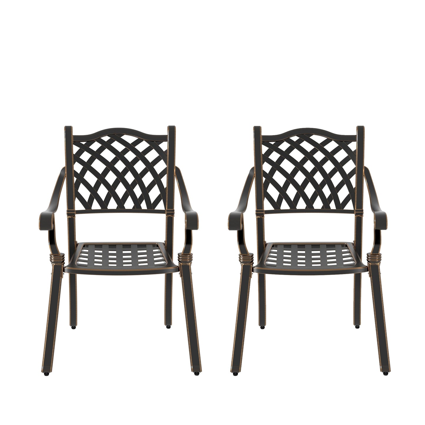 Boyel Living Patio Dining Chairs 2PCS Cast Aluminum Patio Furniture Outdoor Patio Chairs Metal Patio Chairs Garden Chair for Indoor Outdoor Bistro Chairs for Balcony Porch Backyard Garden