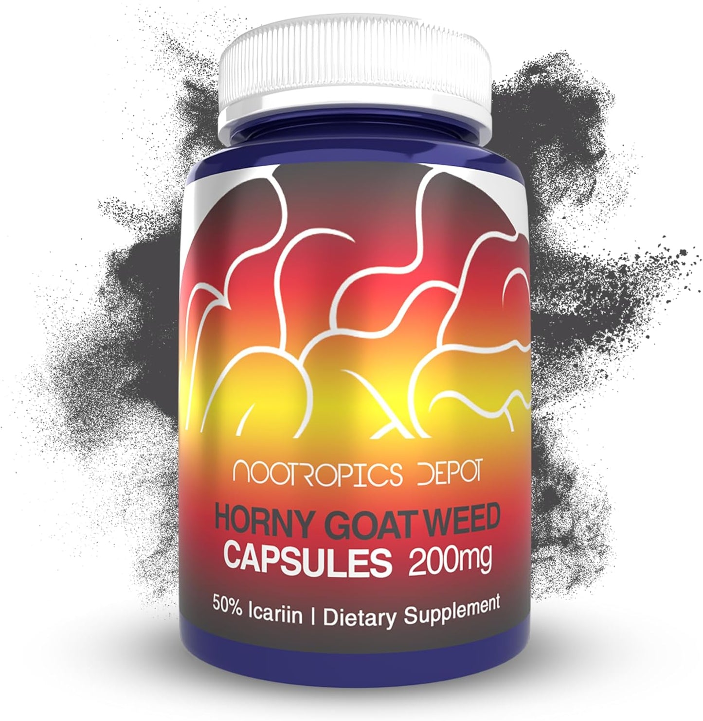 Nootropics Depot Horny Goat Weed Capsules | 200mg | 90 Count | Minimum 50% Icariin | Epimedium brevicornum
