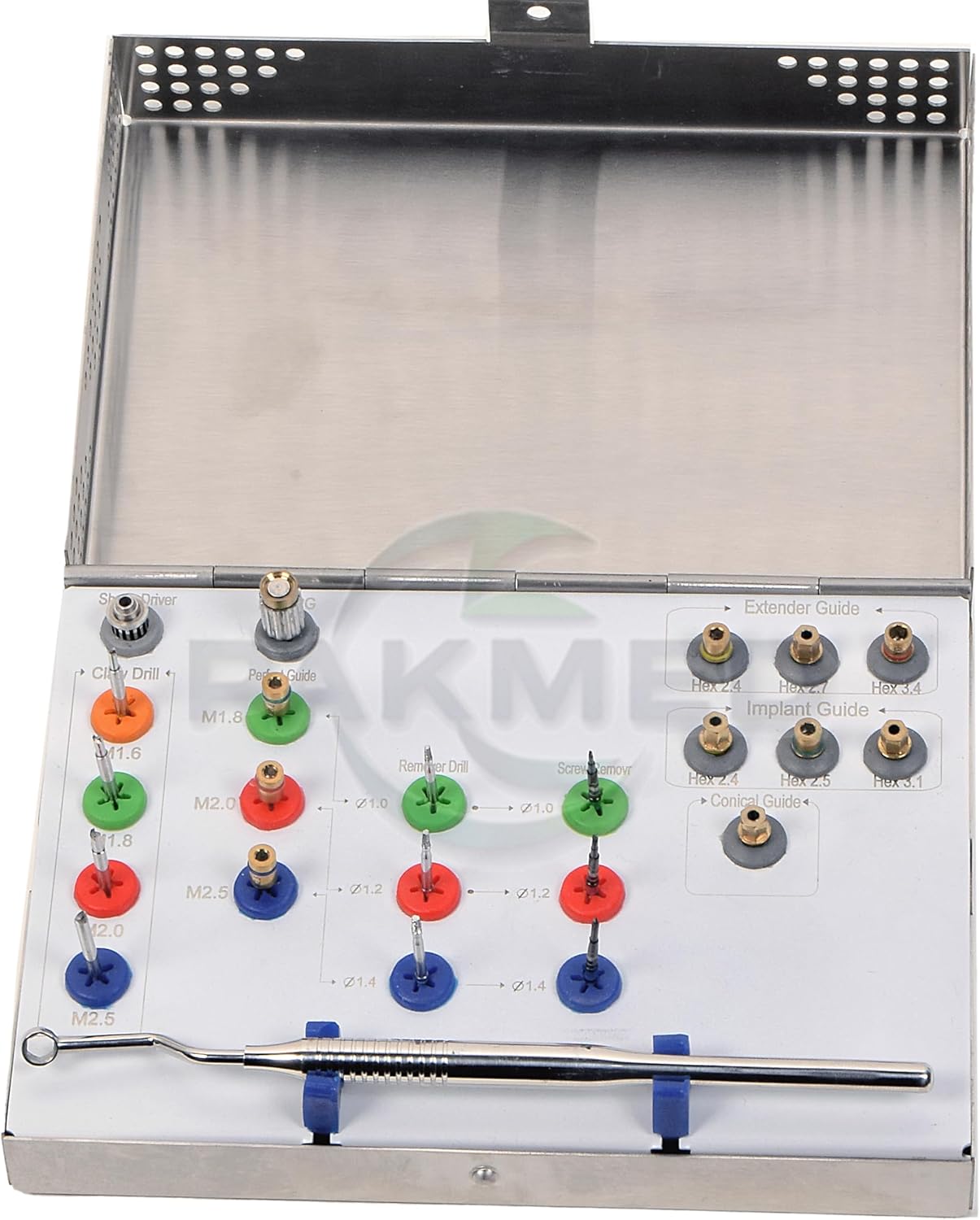 23 Pcs/Set Implant Tool Instrument SRK Broken Screw Removal Kit Remove Implant Fractured Screw Implant Screw Remover Kit with 3 Pcs Drill Extender