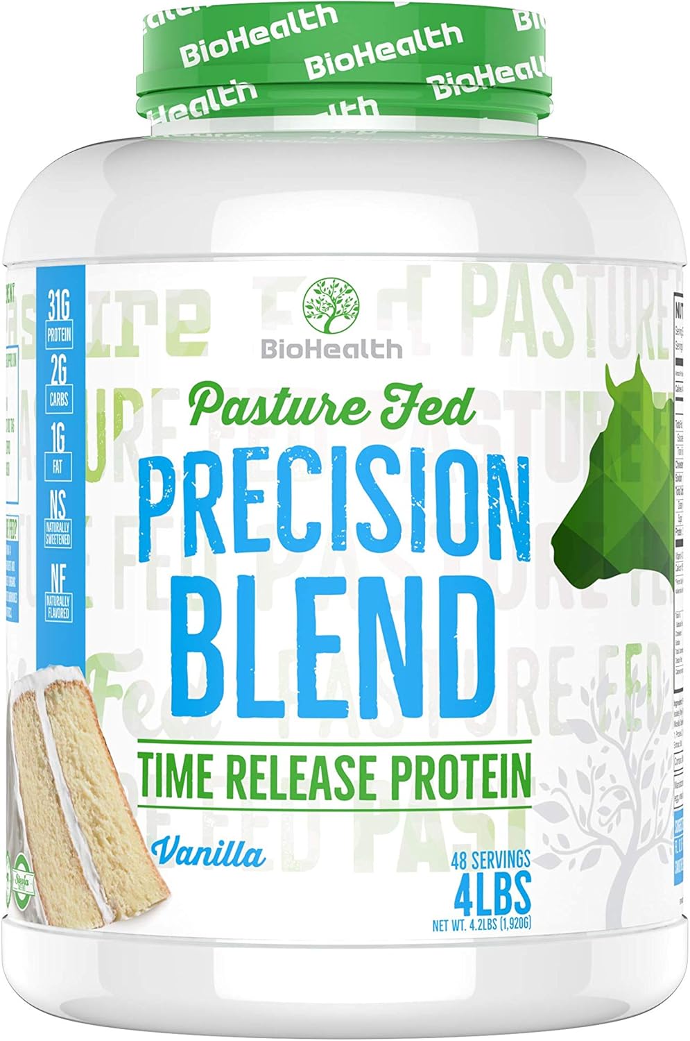 Precision Blend Vanilla (4 lb) Whey Protein | 31g Time Release Protein Blend | Non-GMO | Sugar Free | 48 Servings
