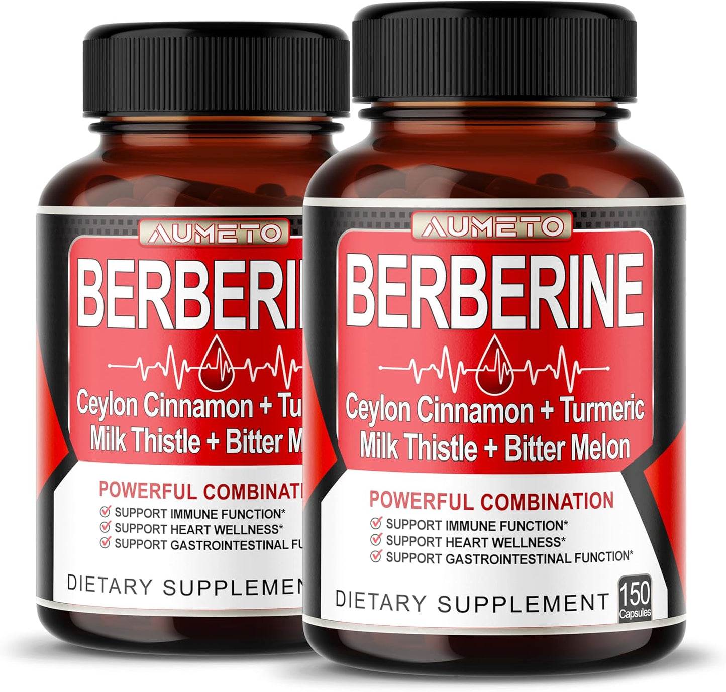 8 in 1 Berberine Supplement - Per Capsule Provides - Support Digestion, Immunity - with Ceylon Cinnamon, Milk Thistle, Turmeric, Bitter Melon