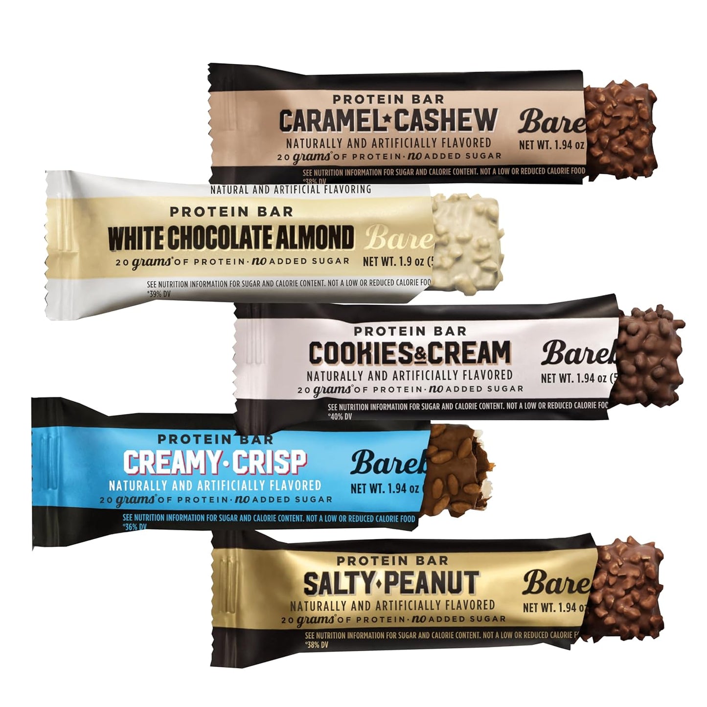 Barebell Protein Bar | 10 pack| Cookies & Cream, Creamy Crisp, Salty Peanut, Caramel Cashew, Salty Peanut, White Chocolate Almond. 1.9oz Bars - Protein Snacks with 20g of High Protein bundled by OMNICOAST GOODS, OCG