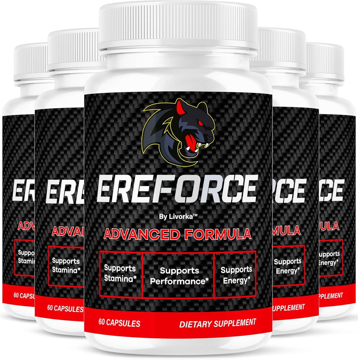 (5 Pack) Ereforce - Ereforce Capsules Advanced Daily Formula Premium All Natural Ingredients- Maximum Strength, EreforcePills Support Reviews for Overall Health and Wellness, 300 Capsules for 5 Months