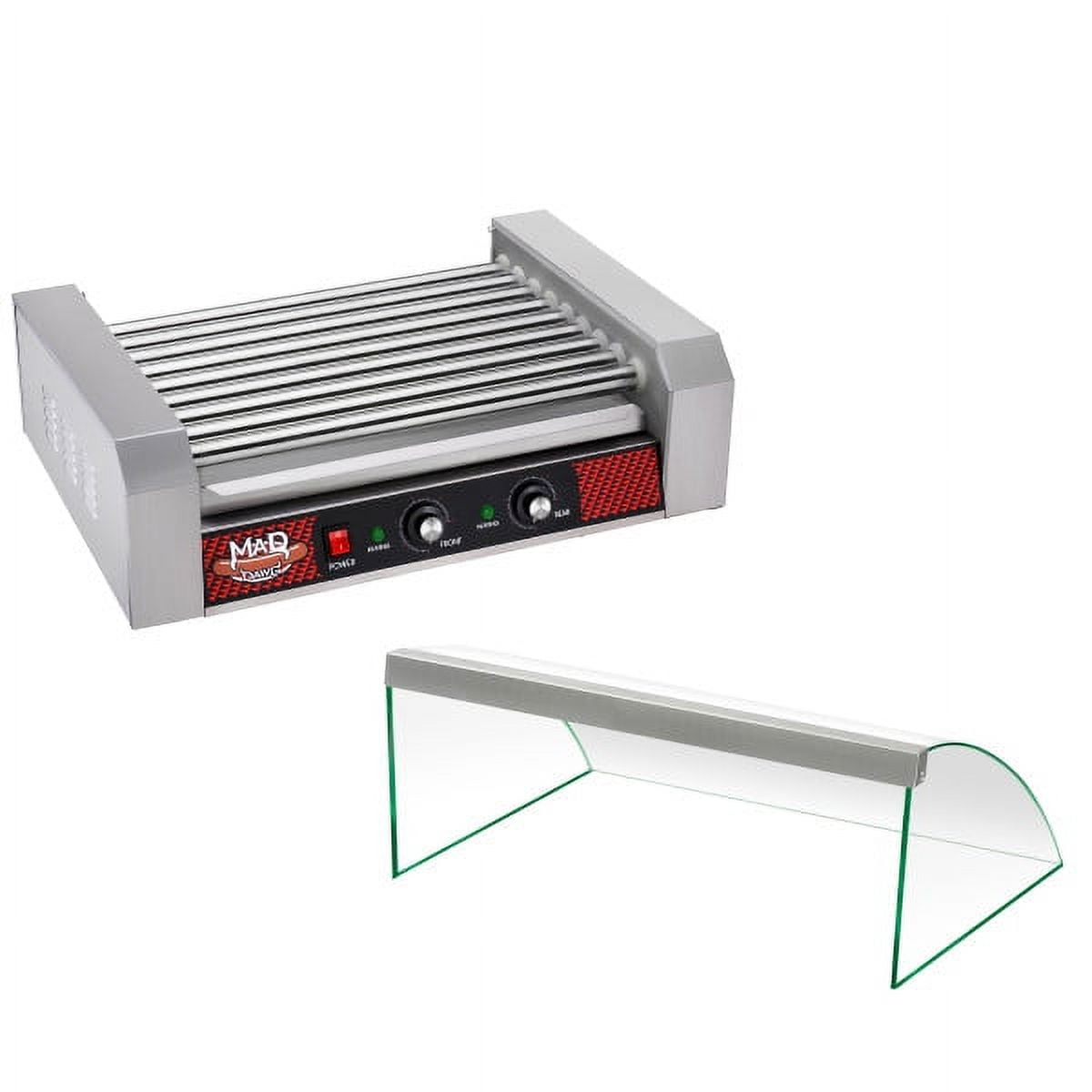 9 Roller Hot Dog Machine with Tempered Glass Cover – Countertop Hot Dog Roller Makes Up to 24 Hotdogs, Brats, or Sausages by Great Northern Popcorn