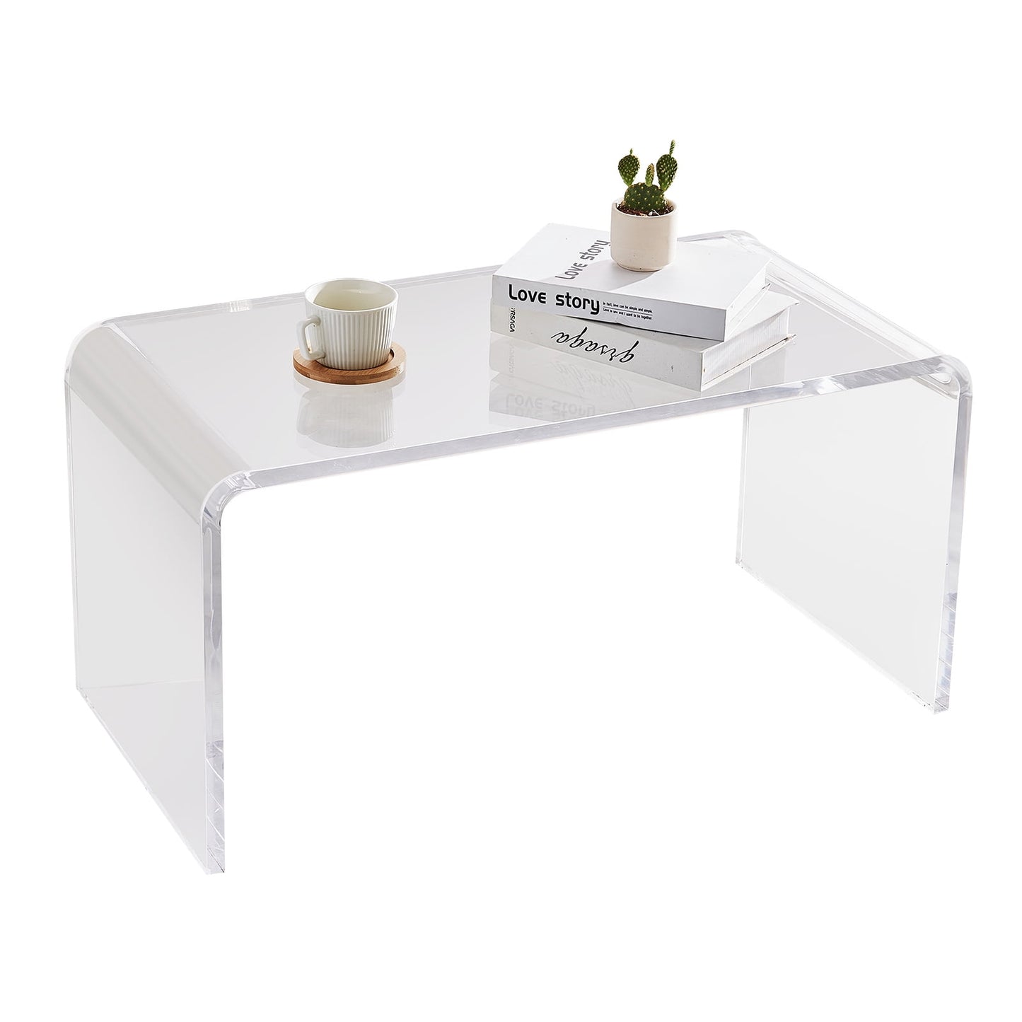 BENTISM Acrylic Coffee Table 32" C-Shaped Clear Acrylic End Table 16.3 in high Transparent Acrylic Side Table, for Coffee, Drink, Food, Snack used in Living Room, Courtyard, Terrace