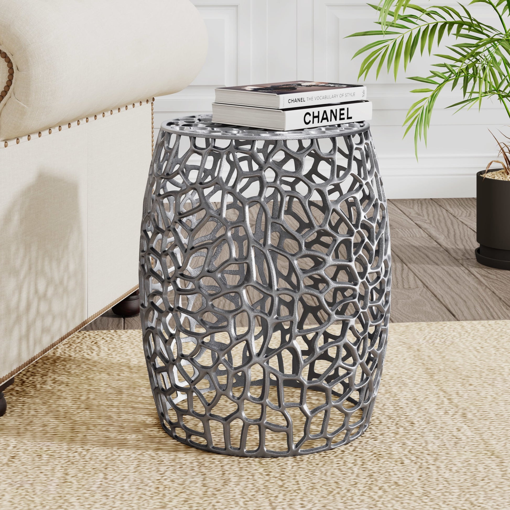 Christopher Knight Home Modern Industrial 15" Aluminum Accent Table, Silver Nickel