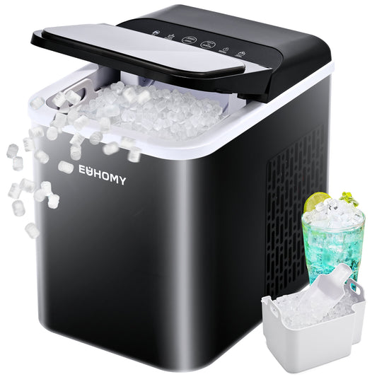 EUHOMY 35lbs/24H Nugget Ice Maker Countertop, Pebble Ice Maker Machine with Auto-Cleaning, Black