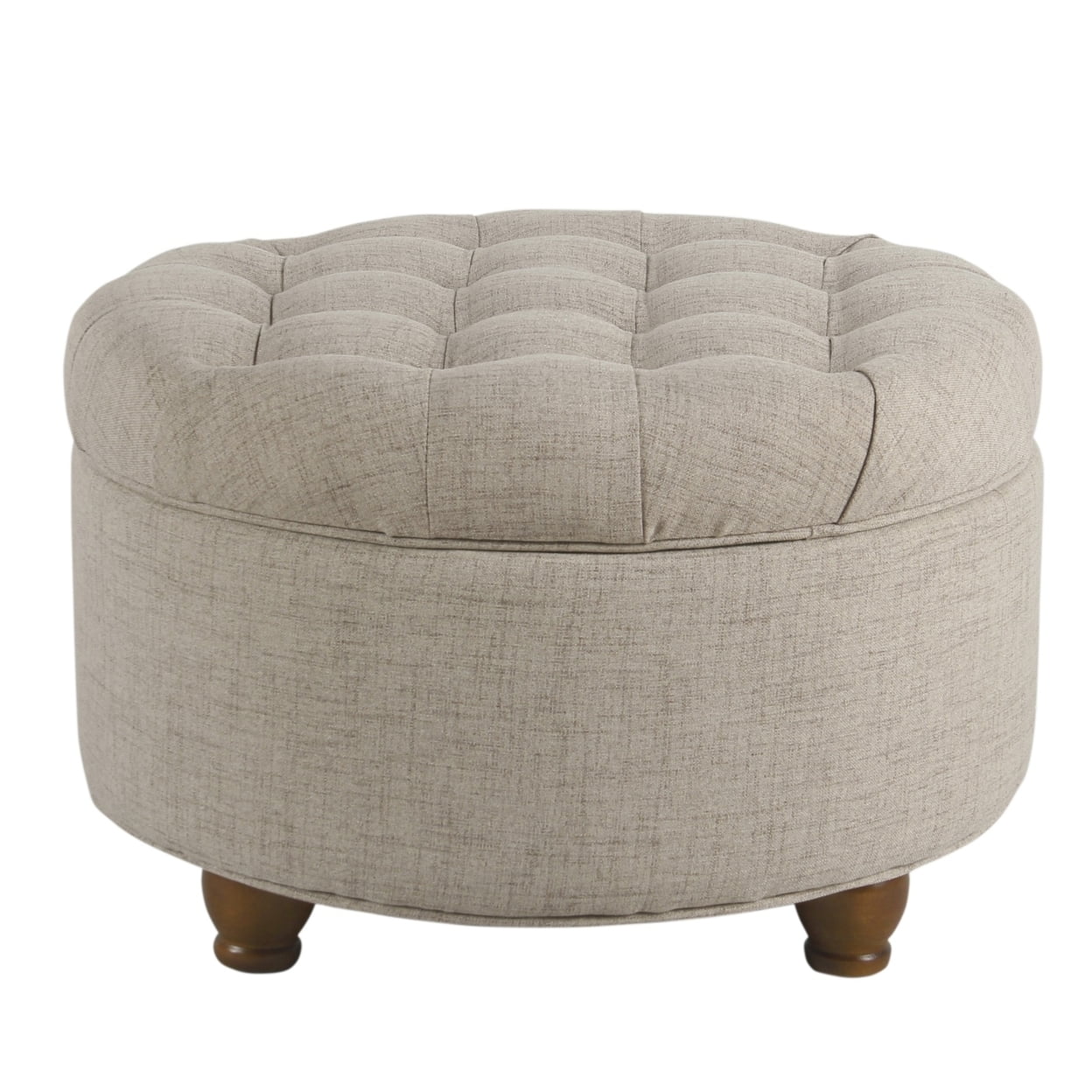 HomePop Large Tufted Round Storage Ottoman, Multiple Colors