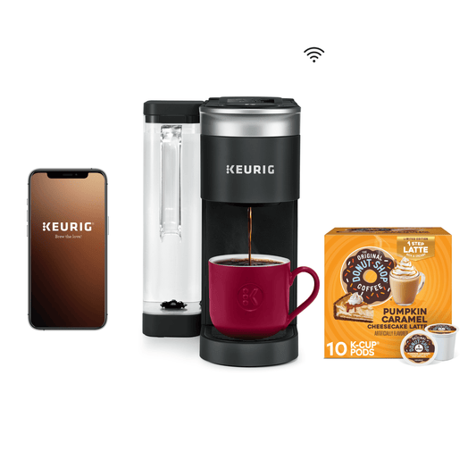 Keurig Virtual Coffee Systems Bundle, K-Supreme SMART Coffee Maker + Donut Shop Pumpkin Cheesecake Latte 10ct