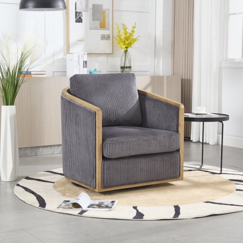 MOONMOSS Modern Swivel Accent Chair,Comfy 362° Adult Round Chairs for Living Room,Dark Gray