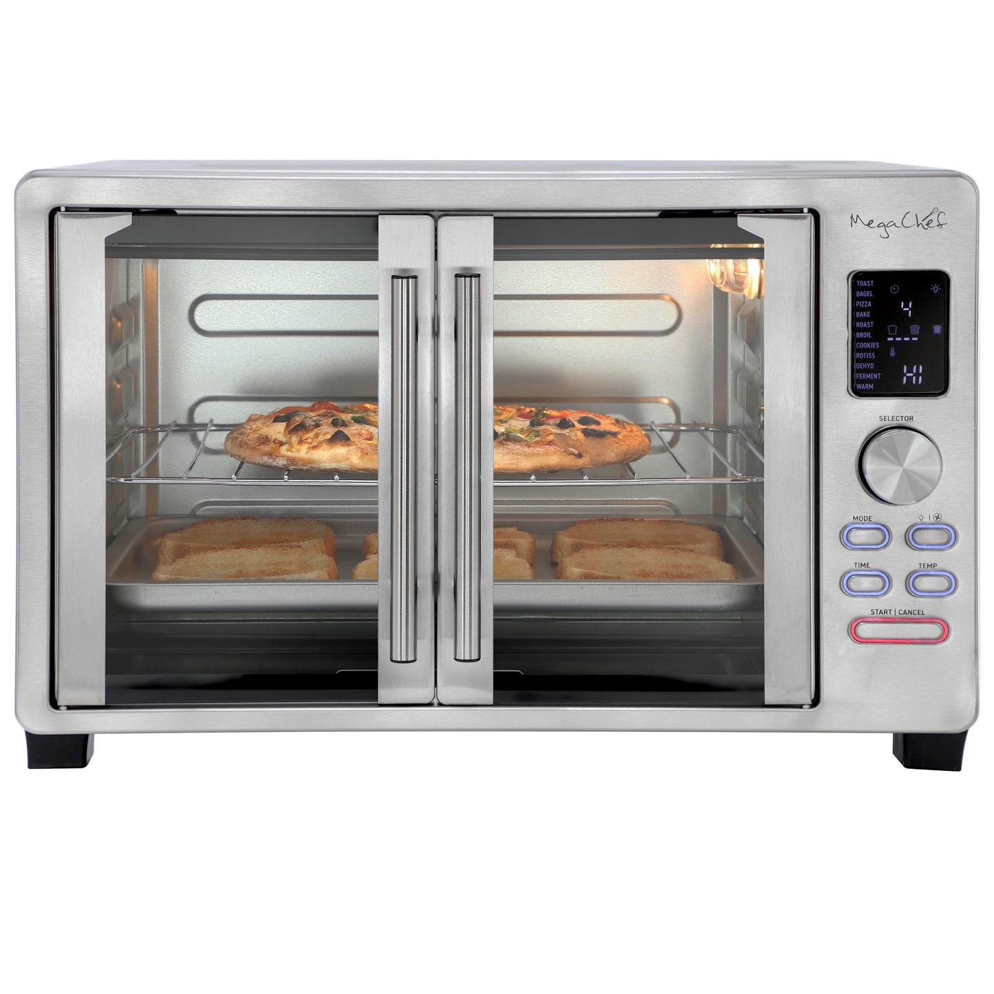 MegaChef 30 Quart Digital French Door Multi-Function Electric Convection Toaster Oven with Rotisserie Set