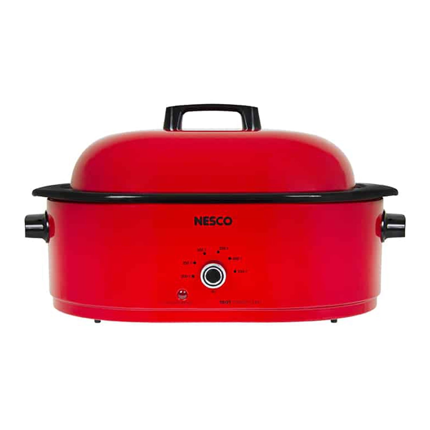 NESCO 18-Qt 1,450-Watt Roaster with Porcelain Cookwell, Chrome Red