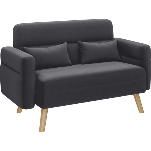 Renwick 46.5'' W Modern Fabric 2 Seater Sofa with Lumbar Pillows, Dark Gray