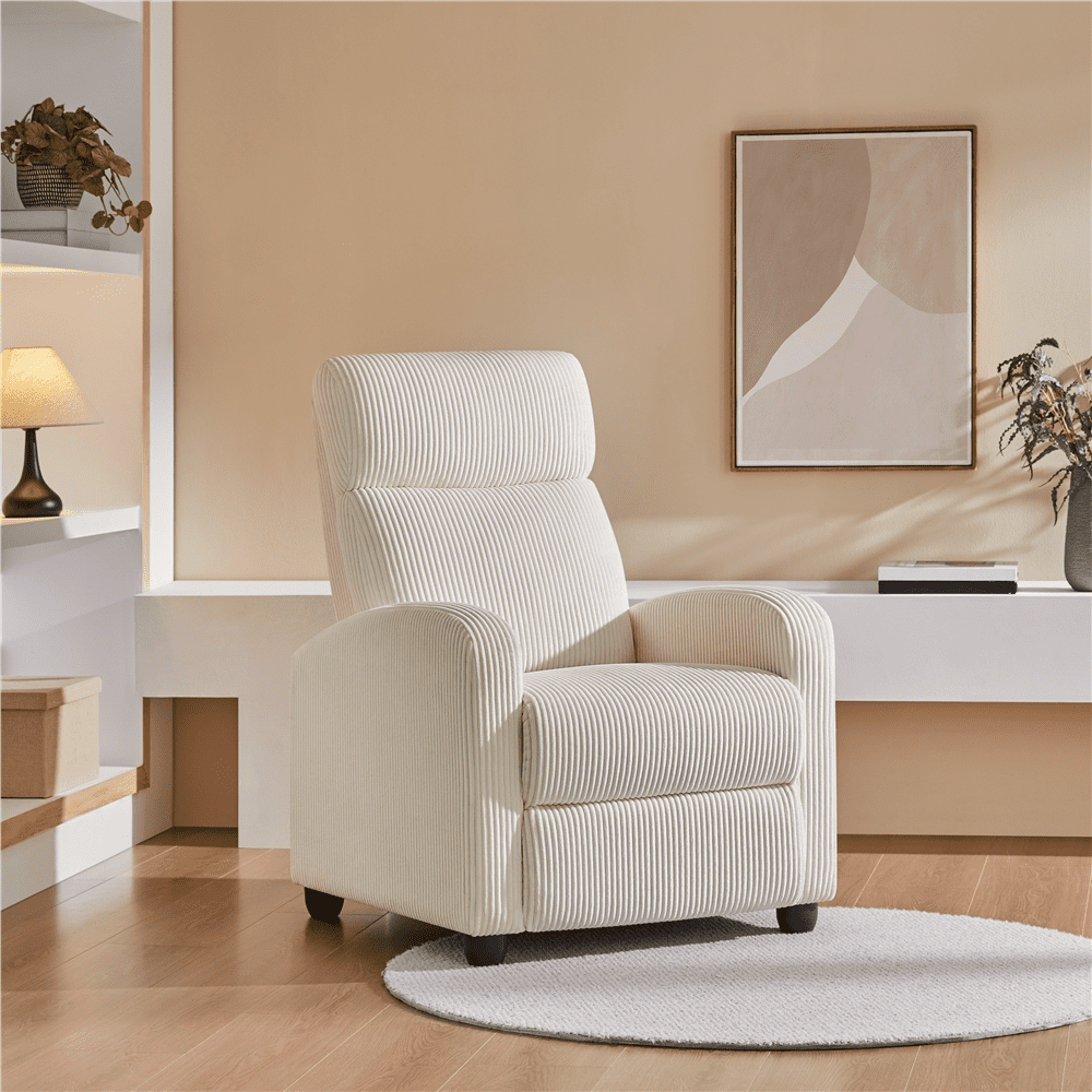 Renwick Modern Corduroy Recliner Chair with Pocket Springs, Beige