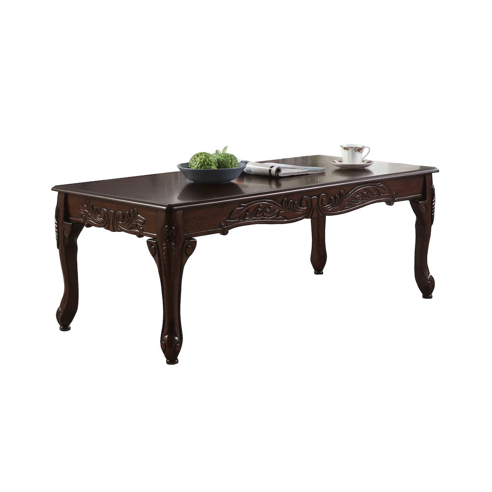 Roundhill Traditional Ornate Detailing Wood Coffee Table - Brown