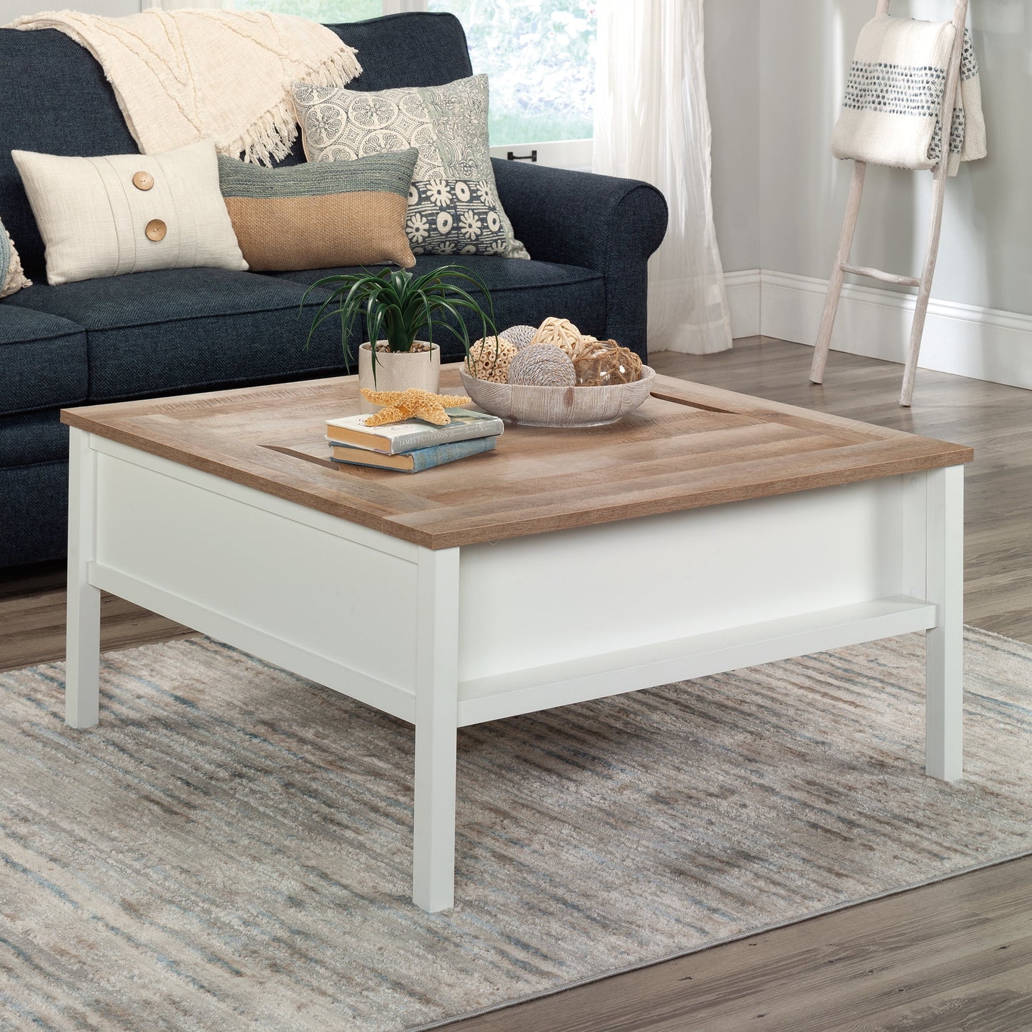 Sauder Cottage Road Gaming/Coffee Table with Reversible Top, Soft White Finish