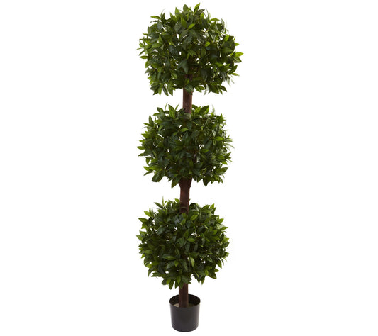 6.5' Sweet Bay Triple Ball Topiary by Nearly Natural