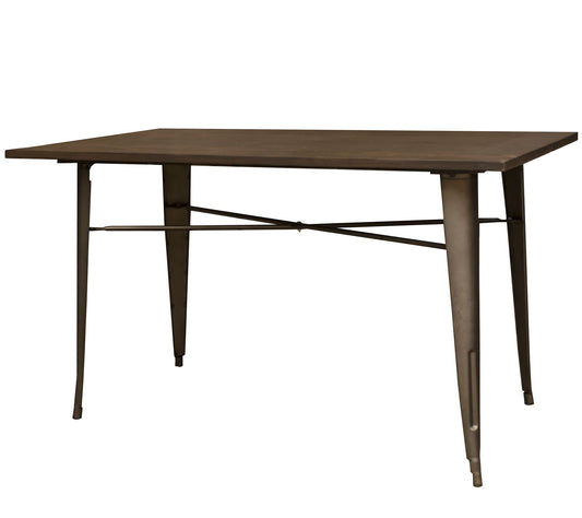 AmeriHome Metal Dining Table with Wood Top - Gunmetal Silver