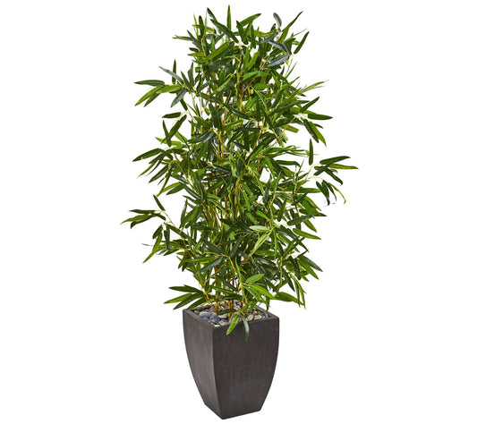 5' Bamboo Tree in Black Planter by Nearly Natural