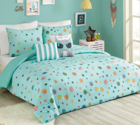 Urban Playground Rain Pom-Pom Full/Queen Comforter Set - 5-pc
