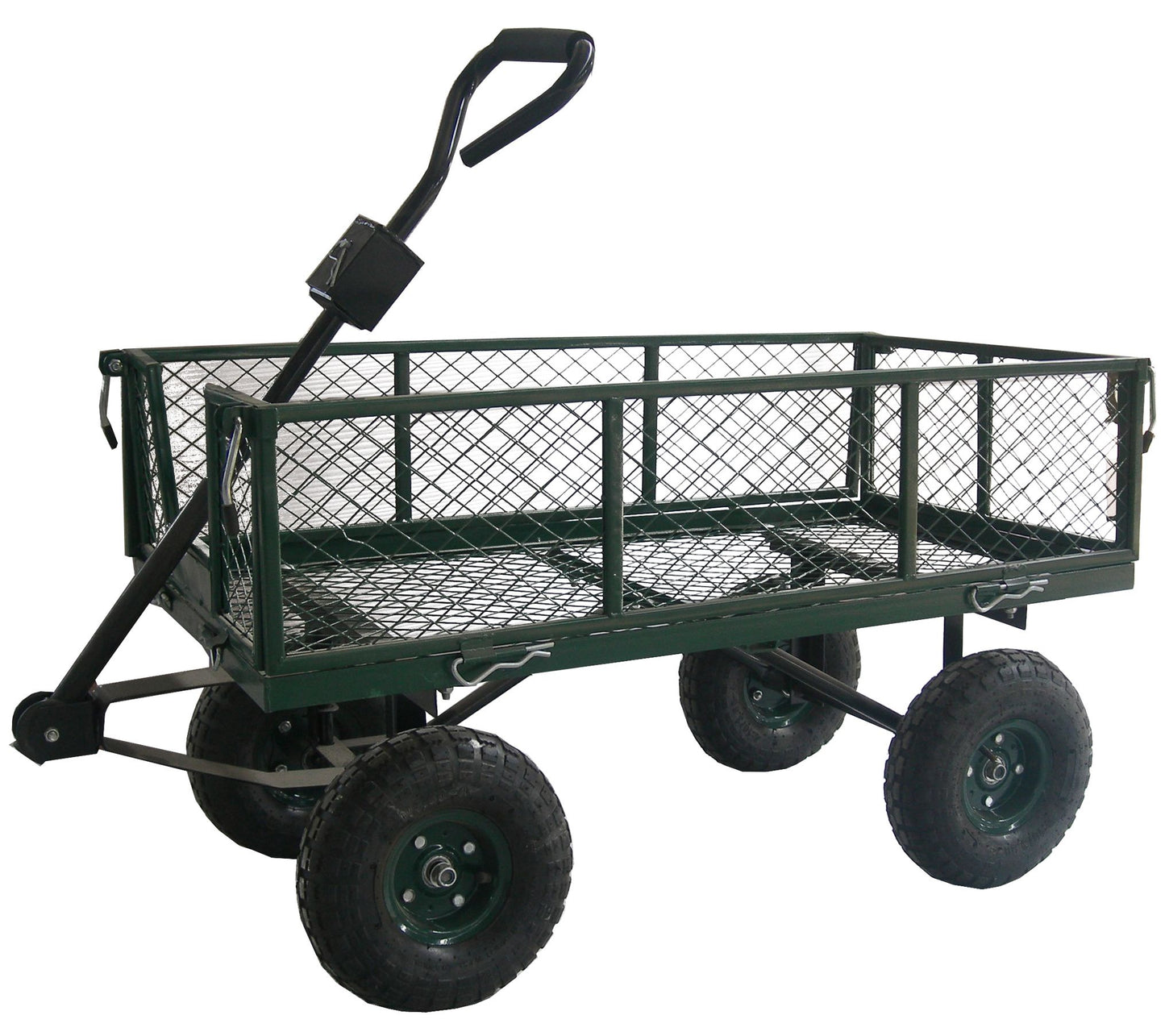 Heavy Duty Green Garden Cart with Sides and Hanle