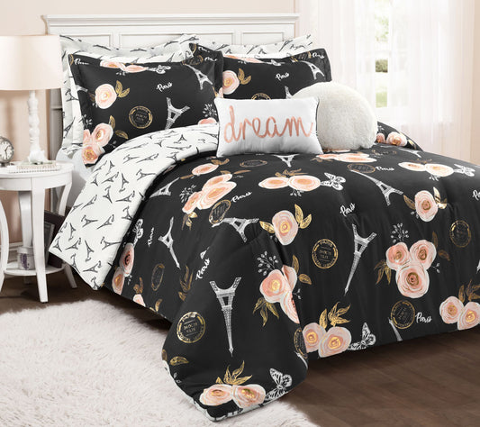 Vintage Paris Rose Butterfly King Comforter Setby Lush Decor