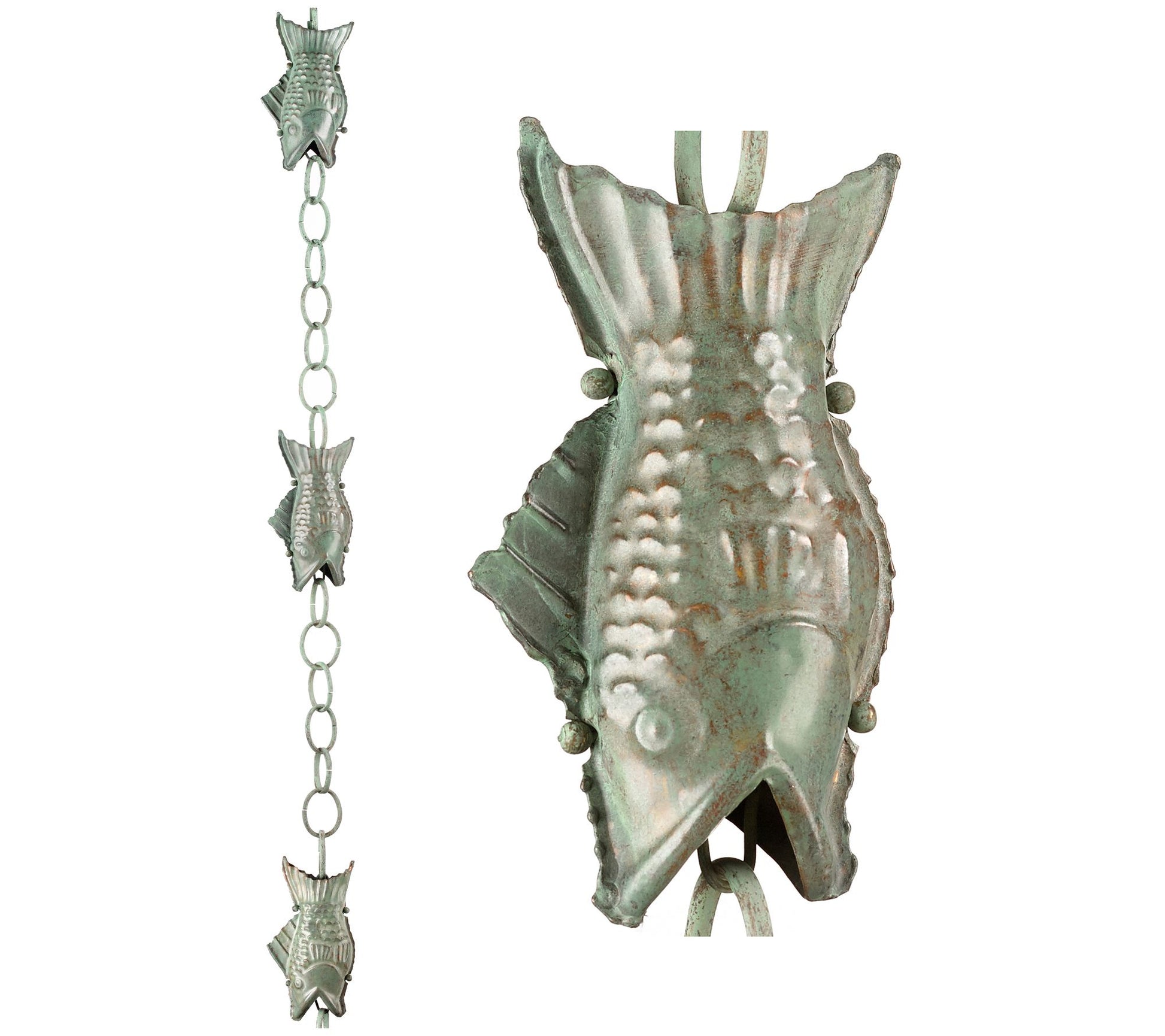 Antiqued Copper 8.5' Fish Rain Chain by Good Directions