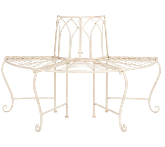 Abia Wrought Iron 50" Outdoor Tree Bench by Safavieh