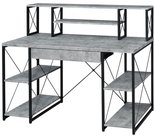 ACME Amiel Music Recording Studio Desk, Faux Concrete & Black