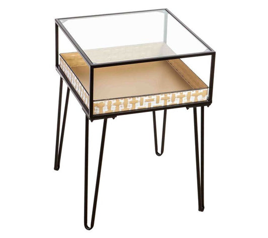 Barbara King 26" Metal Glass Potting Table with Planter Dish