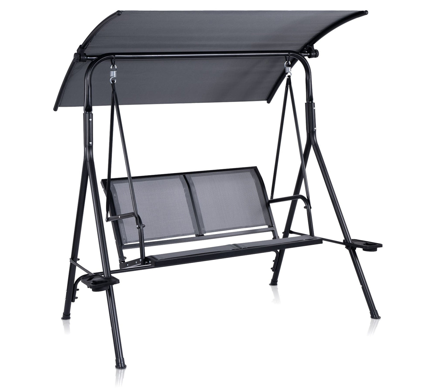 Backyard Expressions 2 Person Patio Swing w/ Grey Sling Fabric